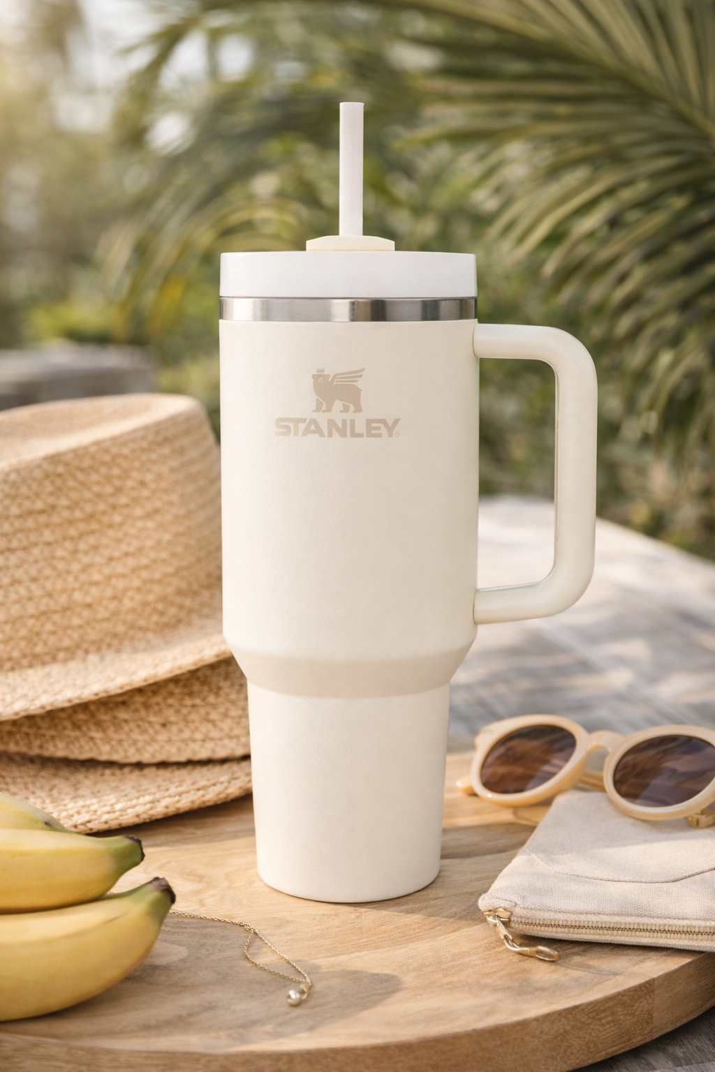 STANLEY Quencher H2.0 Flowstate Tumbler 1.2L - Cold for 11 Hours - Iced for 48 Hours - Metal Water Bottle with Straw, Handle and Lid - Dishwasher Safe - Travel Mug for Cold Drinks - Cream