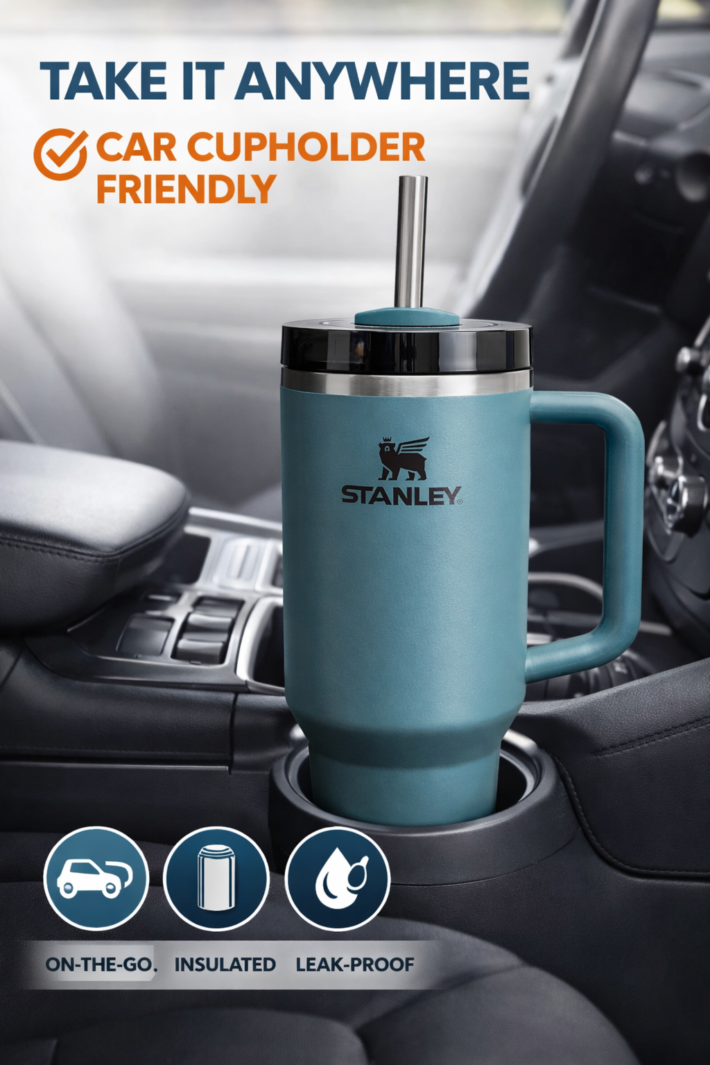 STANLEY Quencher H2.0 Flowstate Tumbler 1.2L - Cold for 11 Hours - Iced for 48 Hours - Metal Water Bottle with Straw, Handle and Lid - Dishwasher Safe - Travel Mug for Cold Drinks - Blue Spruce