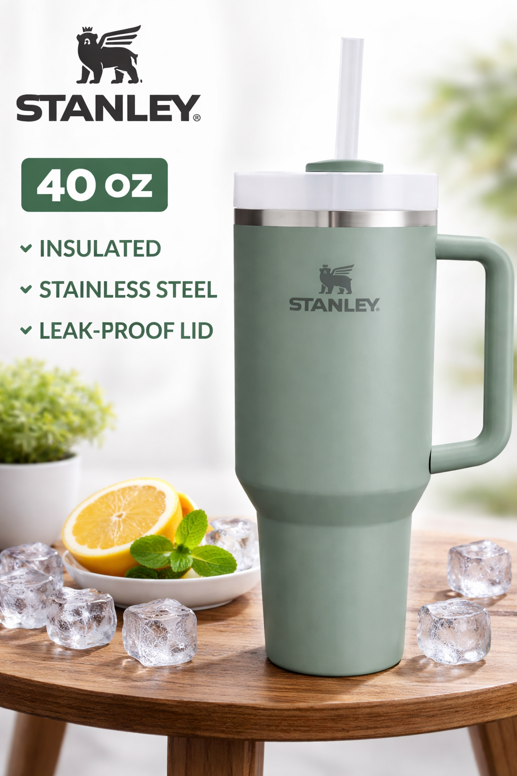 STANLEY Quencher H2.0 Flowstate Tumbler 1.2L - Cold for 11 Hours - Iced for 48 Hours - Metal Water Bottle with Straw, Handle and Lid - Dishwasher Safe - Travel Mug for Cold Drinks - Shale